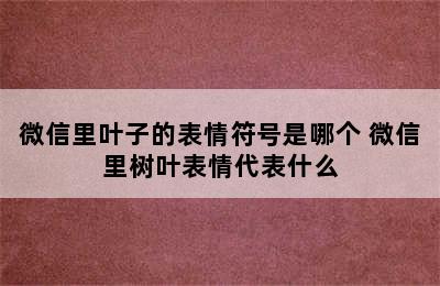 微信里叶子的表情符号是哪个 微信里树叶表情代表什么